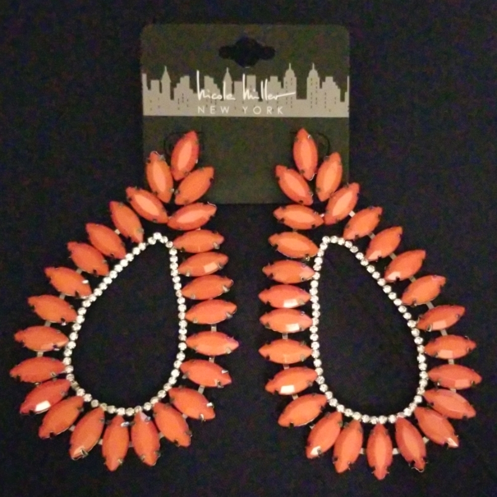 Nicole Miller red teardrop earrings